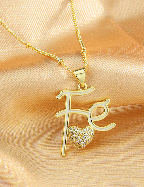 Fashion White Bronze Diamond Drop Oil Letter Heart Necklace
