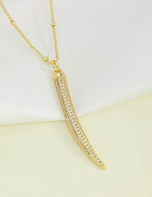 Fashion Long Horn Brass And Diamond Geometric Longhorn Necklace