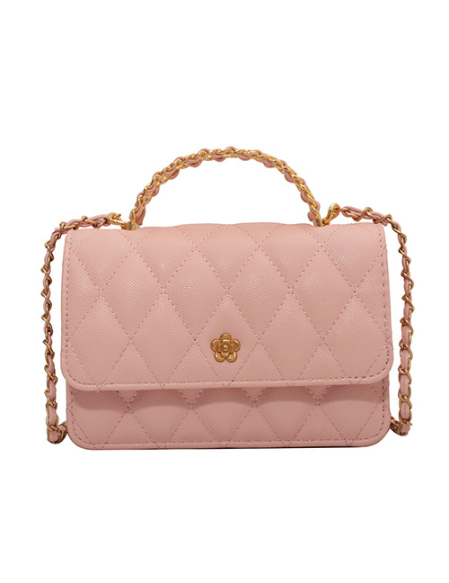 Fashion Pink Diamond Embroidery Flap Flap Crossbody Bag