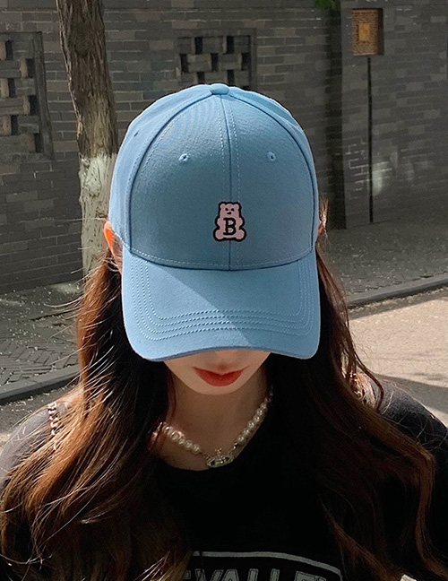 Fashion Blue Cotton Embroidered Baseball Cap