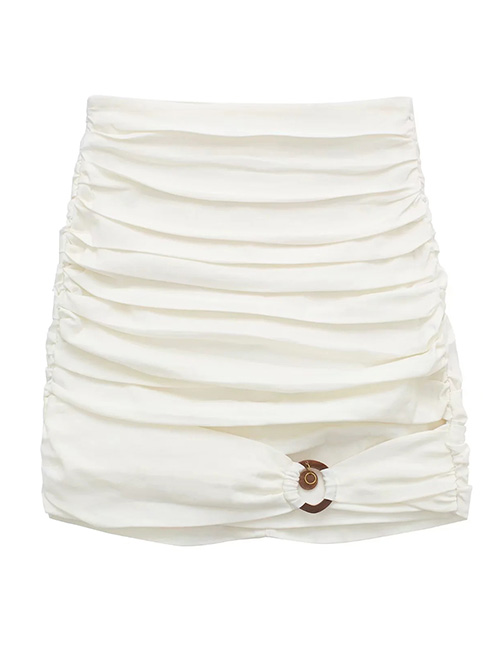 Fashion White Cotton Pleated Skirt