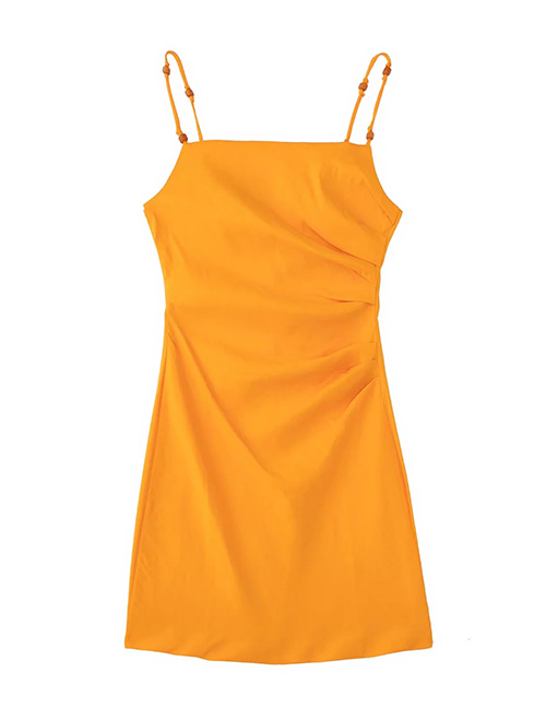 Fashion Orange Blend Pleated Dress