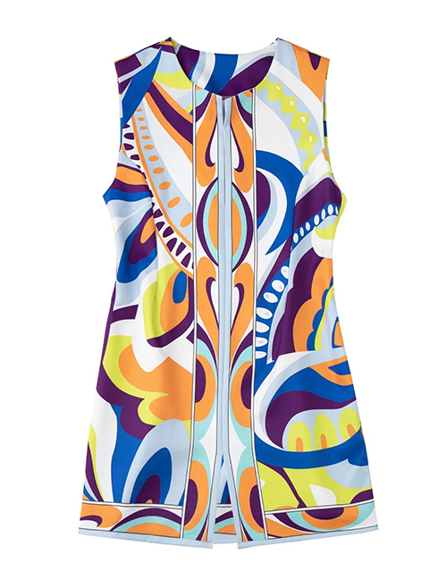 Fashion Color Printed Sleeveless Dress