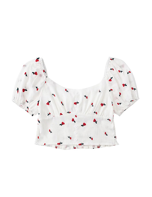 Fashion Cherry Cherry Embroidered Crop Top