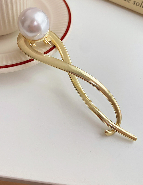 Fashion Gold Pearl Geometric Hair Clip