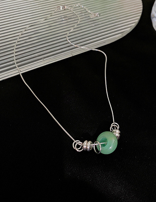 Fashion Necklace - Silver (titanium Steel) Alloy Stitching Jade Necklace