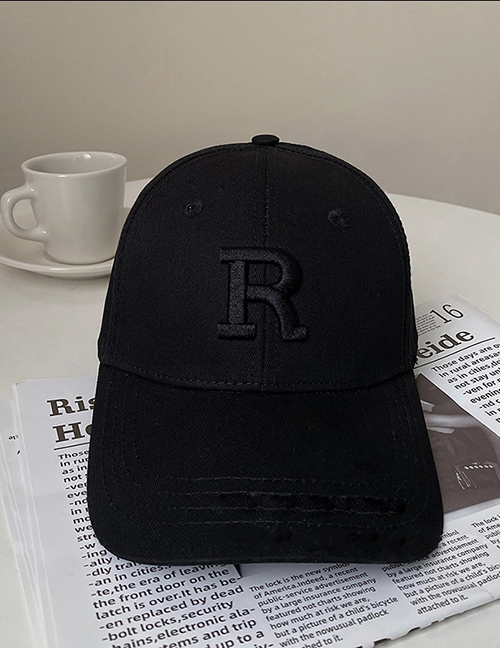 Fashion Black - Baseball Cap Fabric R Label Baseball Cap