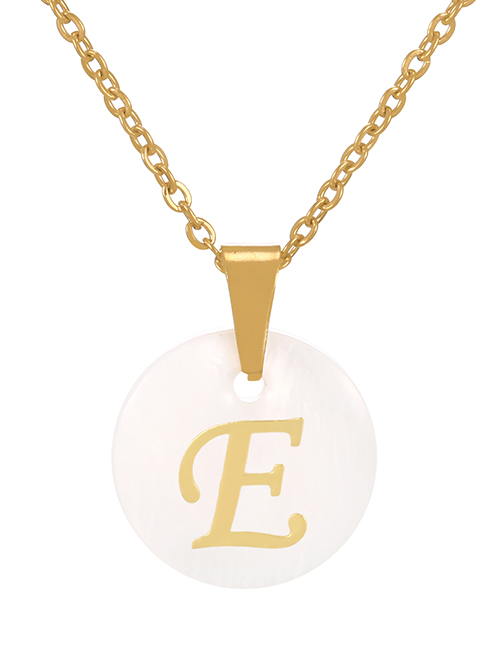 Fashion E Titanium Steel Round Shell 26 Letter Necklace