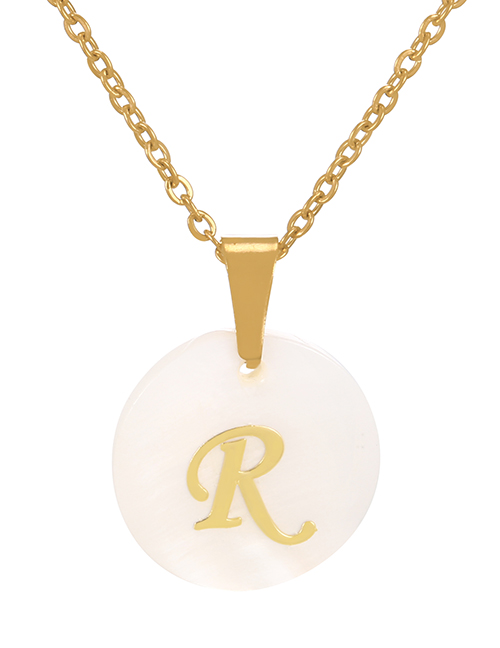 Fashion R Titanium Steel Round Shell 26 Letter Necklace