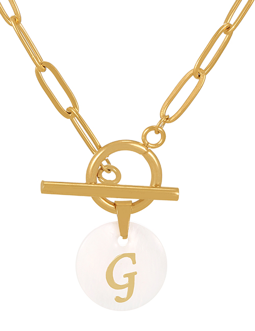 Fashion G Titanium Steel Round Shell 26 Letter Ot Buckle Necklace