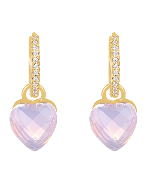 Fashion Light Purple Bronze Heart Zirconia Earrings
