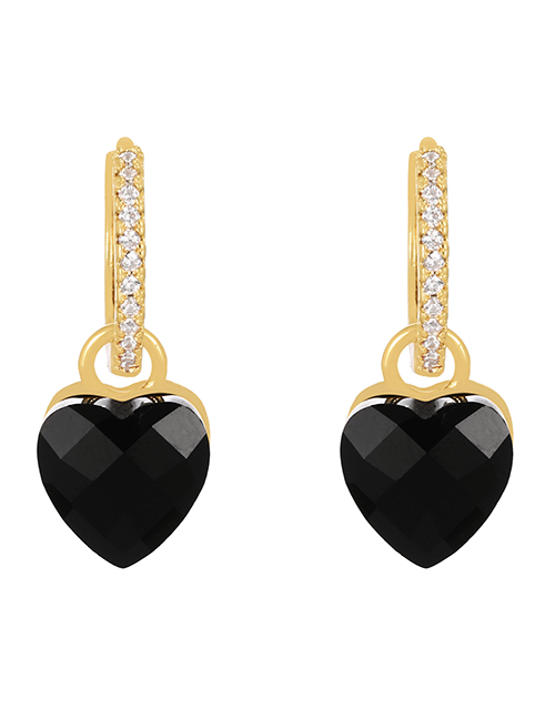 Fashion Black Bronze Heart Zirconia Earrings