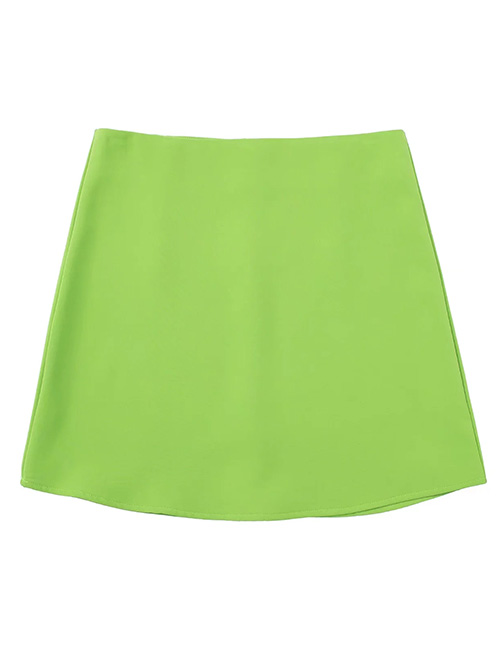 Fashion Green Solid Color Curved Skirt