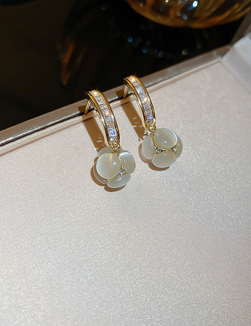Fashion Gold Brass Zirconium Cat Eye Diamond Earrings