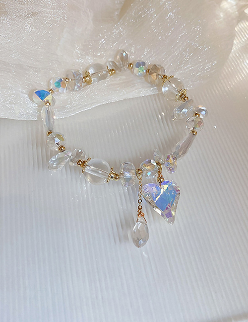 Fashion Bracelet - Transparent Crystal Irregular Beaded Heart Bracelet
