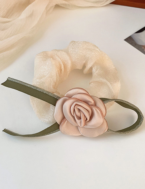 Fashion Hair Tie-pink Fabric Camellia Pleated Hair Tie