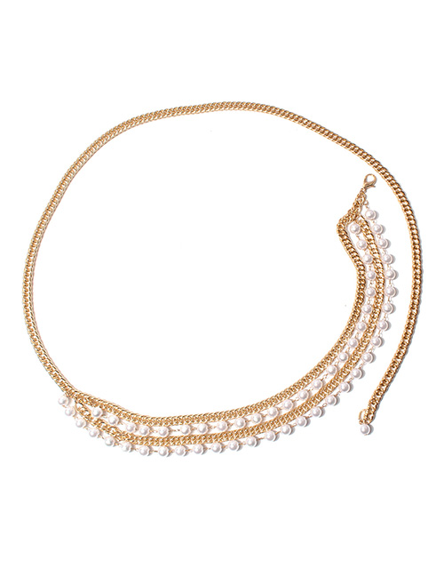 Fashion Gold Alloy Pearl Chain Waist Chain