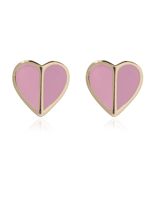 Fashion Pink Metal Drip Oil Love Stud Earrings