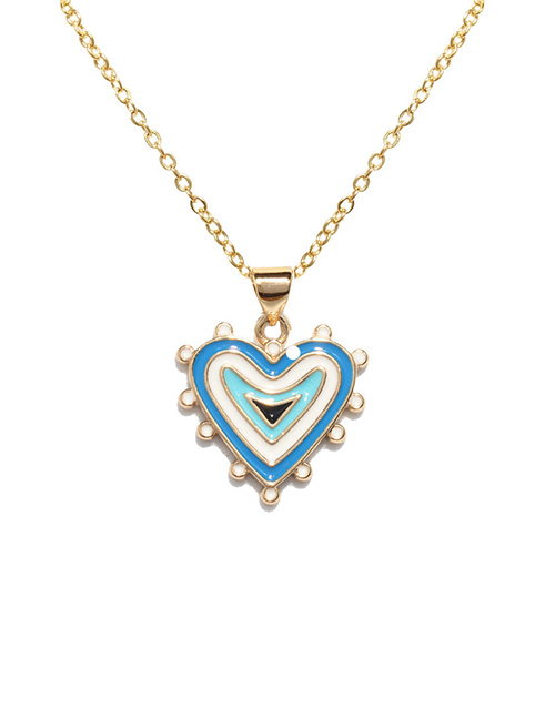 Fashion Blue Copper Drip Oil Love Necklace