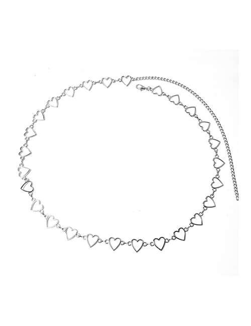 Fashion Silver Metal Cutout Heart Waist Chain