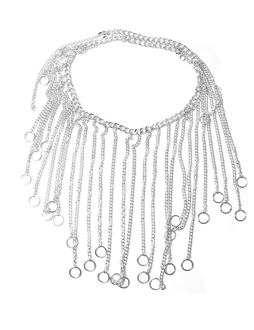 Fashion Silver Alloy Geometric Chain Tassel Body Chain