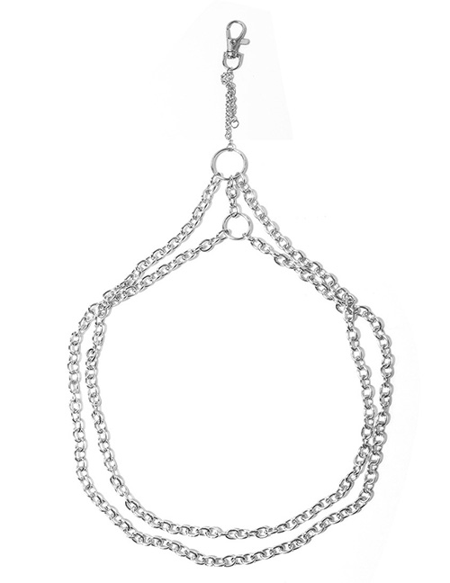 Fashion Silver Alloy Double Layer Chain Ring Leg Chain