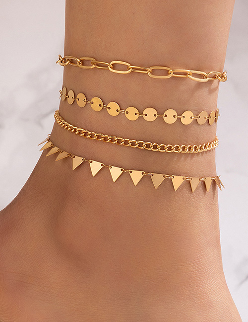 Fashion 4# Alloy Triangle Brand Round Brand Chain Anklet Set