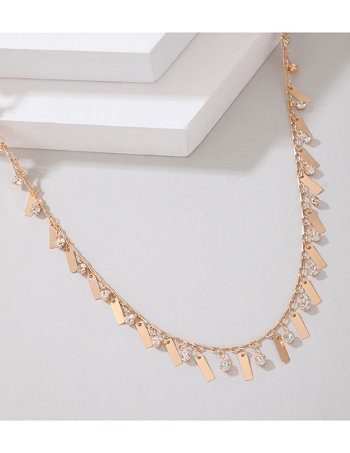 Fashion Gold Metal Geometric Square Diamond Single Layer Waist Chain
