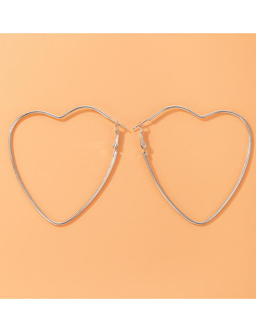 Fashion Silver Alloy Cutout Heart Geometric Earrings