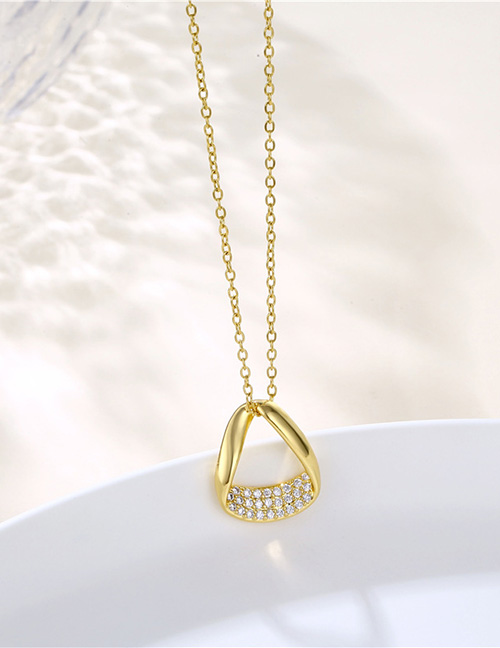 Fashion Gold Titanium Steel Set Zirconium Geometric Irregular Necklace