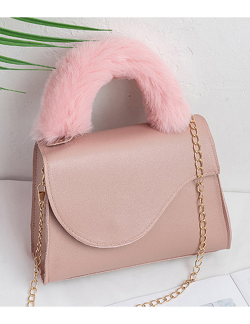 Fashion Pink Pu Plush Hand Messenger Bag