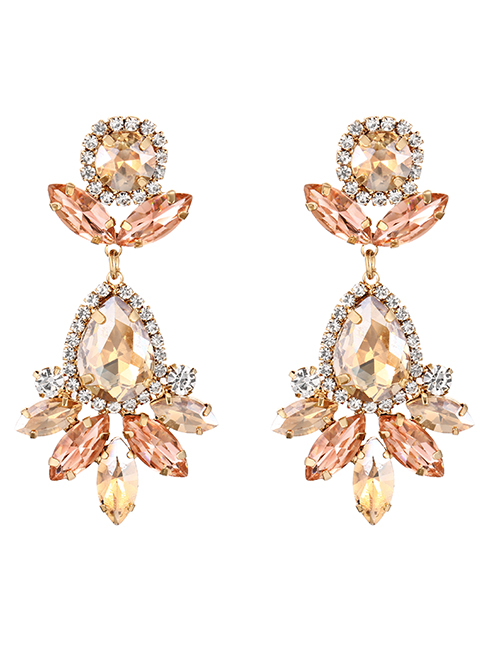 Fashion Champagne Alloy Diamond Drop Earrings