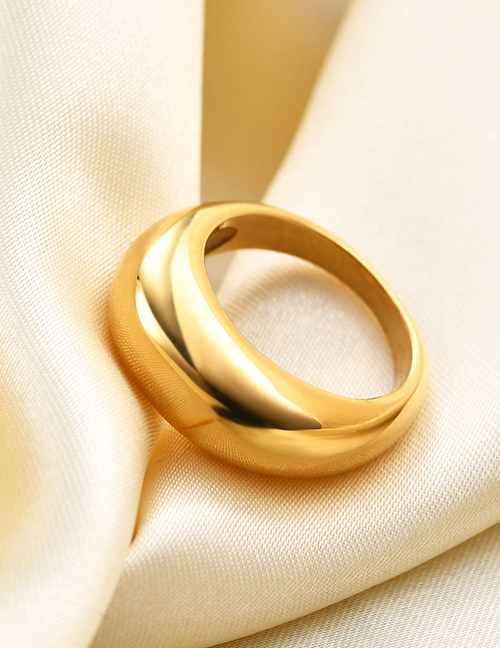 Fashion Gold Color Titanium Round Dob Ring