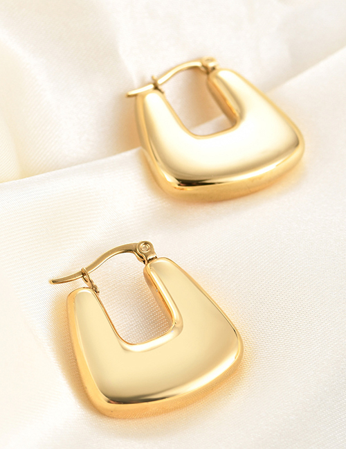 Fashion Gold Color Titanium Steel Gold Plated Hollow U-shaped Earrings
