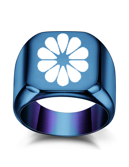 Fashion Blue Stainless Steel Geometric Print Ring