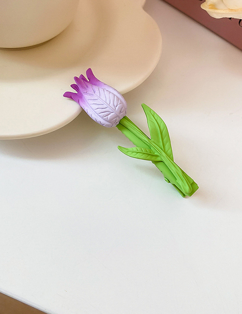 Fashion Duckbill Clip - Purple Alloy Tulip Hair Clip