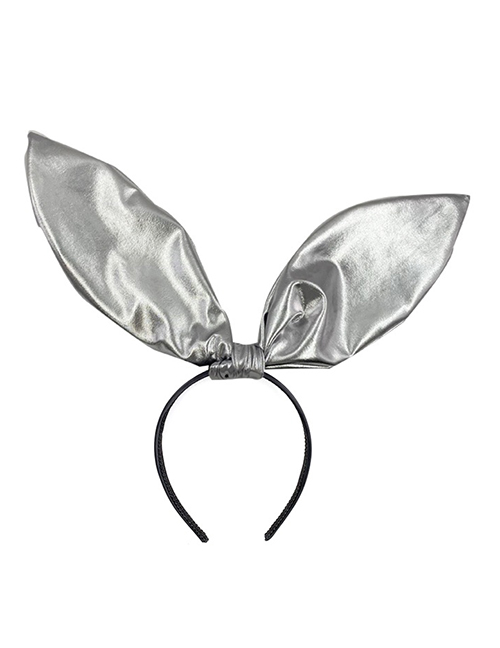 Fashion Silver Color Leather Knotted Rabbit Ear Headband