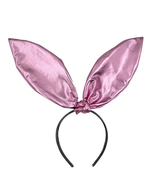 Fashion Pink Leather Knotted Rabbit Ear Headband