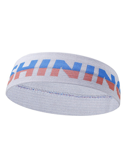 Fashion Blue Colorblock Lettering Stretch Knit Wide Headband