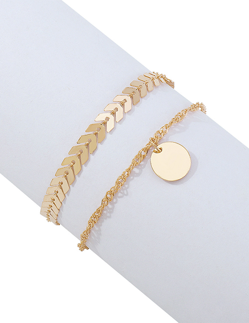 Fashion Gold Color Alloy Geometric Disc Aircraft Chain Double Layer Necklace