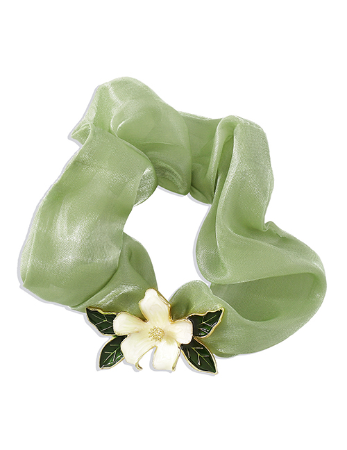 Fashion Green Alloy Drip Oil Gardenia Pleated Hair Rope