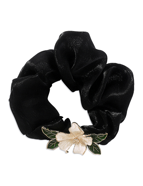 Fashion Black Alloy Drip Oil Gardenia Pleated Hair Rope