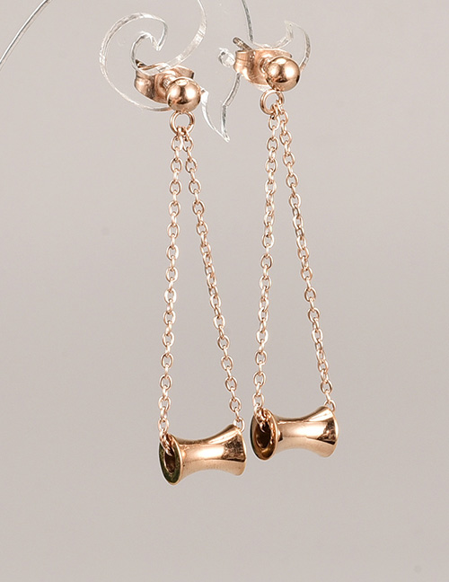 Fashion Rose Gold Color Titanium Steel Small Waist Tassel Earrings