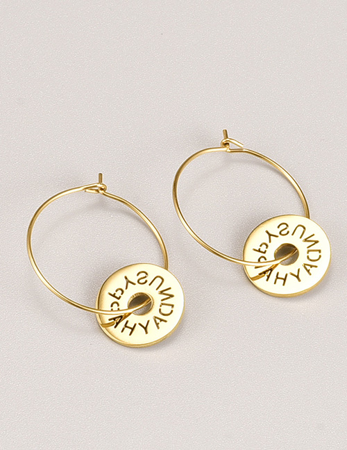 Fashion Gold Color Titanium Cutout Hoop Earrings
