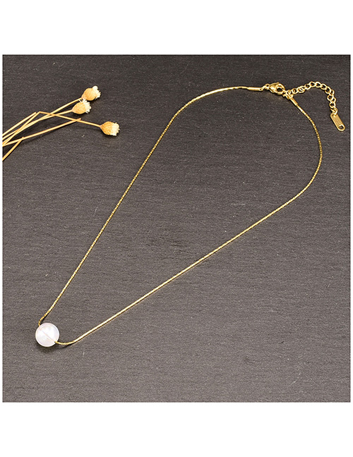 Fashion Gold Color Titanium Mermaid Pearl Necklace