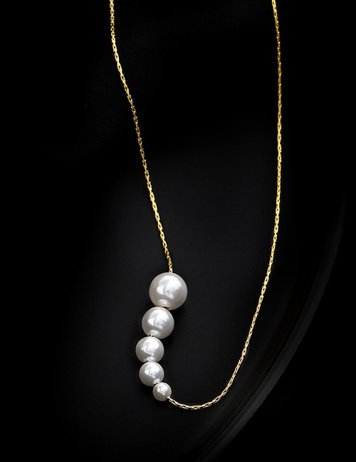 Fashion Gold Color Titanium Steel Gold Plated Pearl Necklace