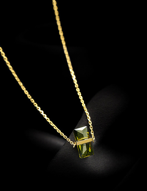 Fashion Gold Color Titanium Gold Plated Necklace With Baguette Diamonds