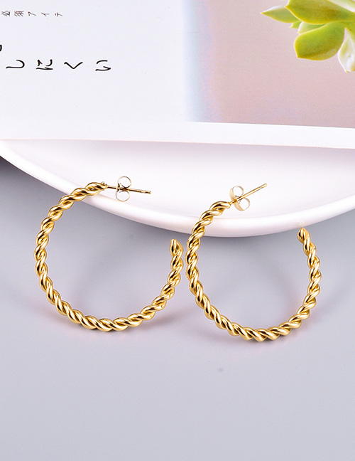 Fashion Gold Color Metal Twist Hoop Earrings