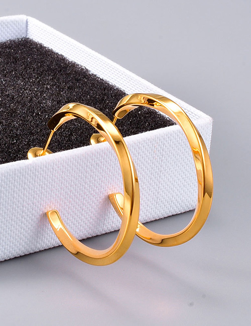 Fashion Gold Color Titanium Steel Geometric Twist Wire Earrings