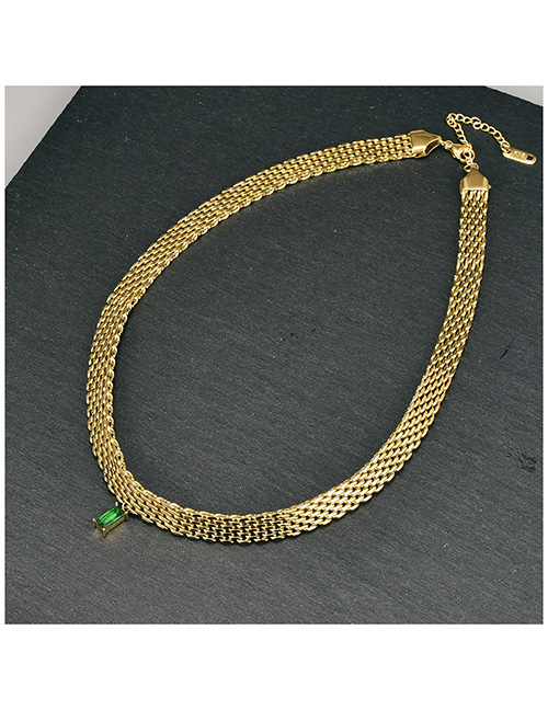 Fashion Gold Color Titanium Diamond Mesh Chain Necklace